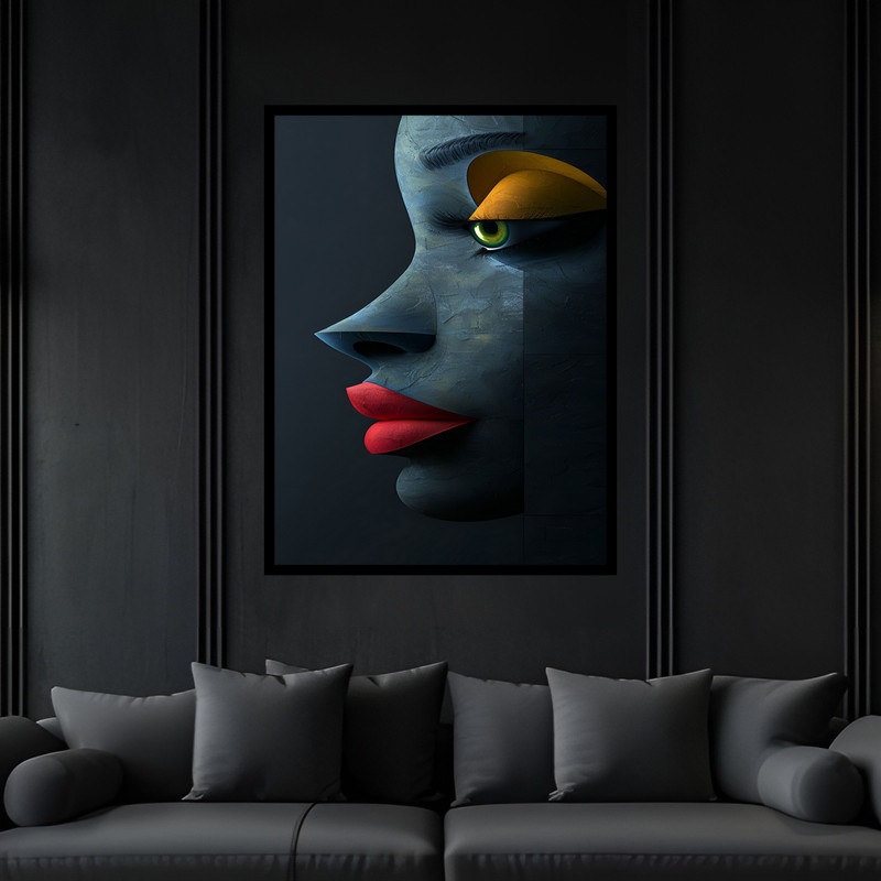 تابلو بکلیت طرح دکوراتیو مدرن ژستیک چهره دخترانه مدل B-bu6905 فریم مشکی