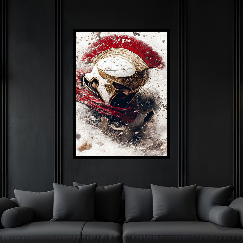 تابلو بکلیت طرح گلادیاتور جنگجو و سرباز روم مدل B-bu7455 فریم مشکی