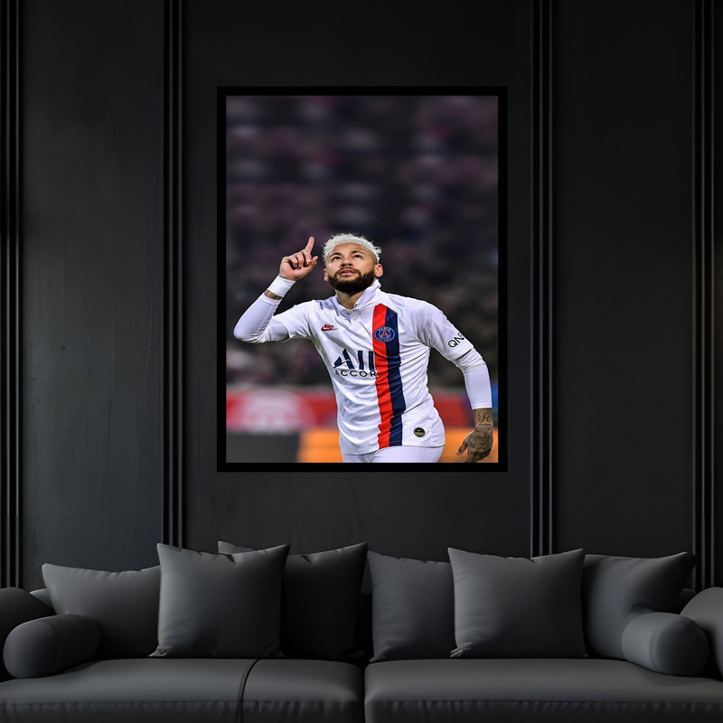 تابلو بکلیت طرح ورزشی بازیکن فوتبال نیمار مدل B-bu7074 فریم مشکی