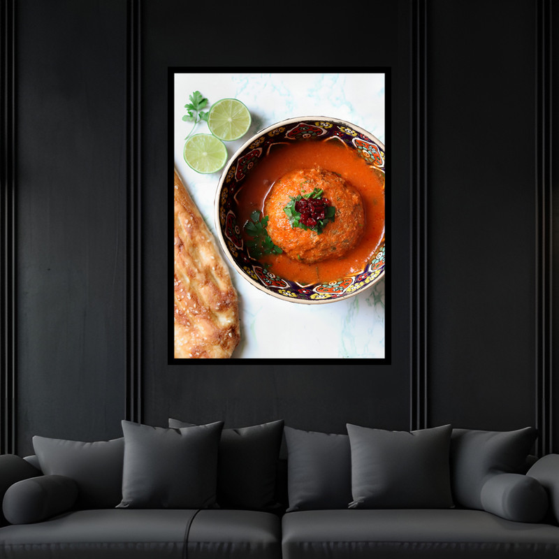 تابلو بکلیت طرح رستوران غذای سنتی ایرانی کوفته تبریزی مدل B-bu7413 فریم مشکی