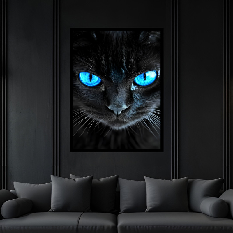 تابلو بکلیت طرح دکوراتیو گربه مدل B-bu7067 فریم مشکی