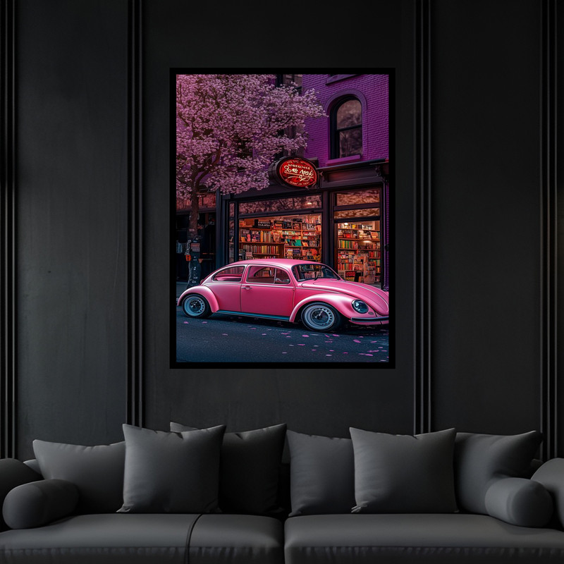 تابلو بکلیت طرح نوستالژی دکوری خودرو و ماشین فلوکس مدل B-bu6253 فریم مشکی