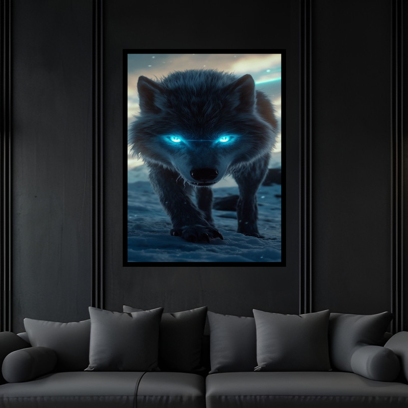 تابلو بکلیت طرح مدرن خفن گرگ مدل B-bu6236 فریم مشکی