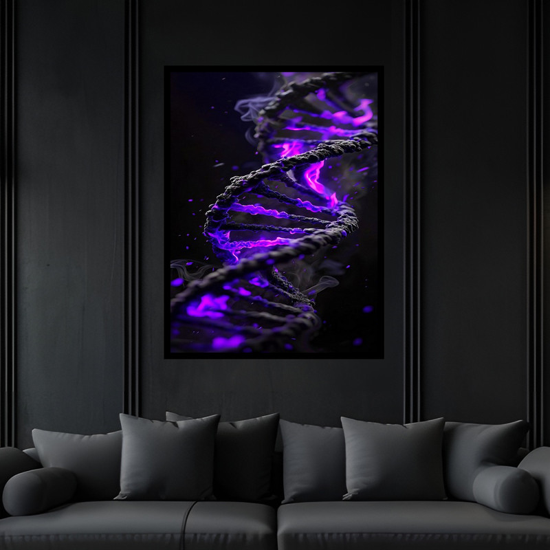 تابلو بکلیت طرح مدرن فناوری و تکنولوژی DNA دی ان ای بدن انسان مدل B-bu6408 فریم مشکی