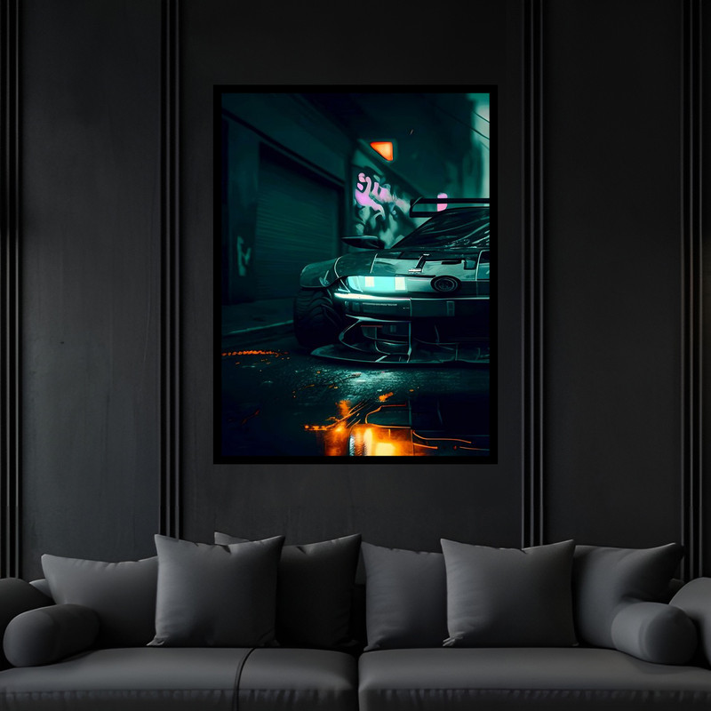 تابلو بکلیت طرح مدرن دکوری خودرو و ماشین مسابقه مدل B-bu6520 فریم مشکی