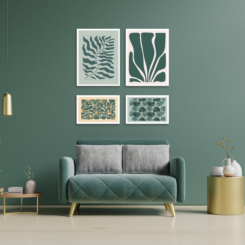 تابلو بکلیت طرح هنری و مدرن و دکوراتیو کلاسیک مینیمال مدل  W-bu3870 مجموعه چهار عددی فریم سفید