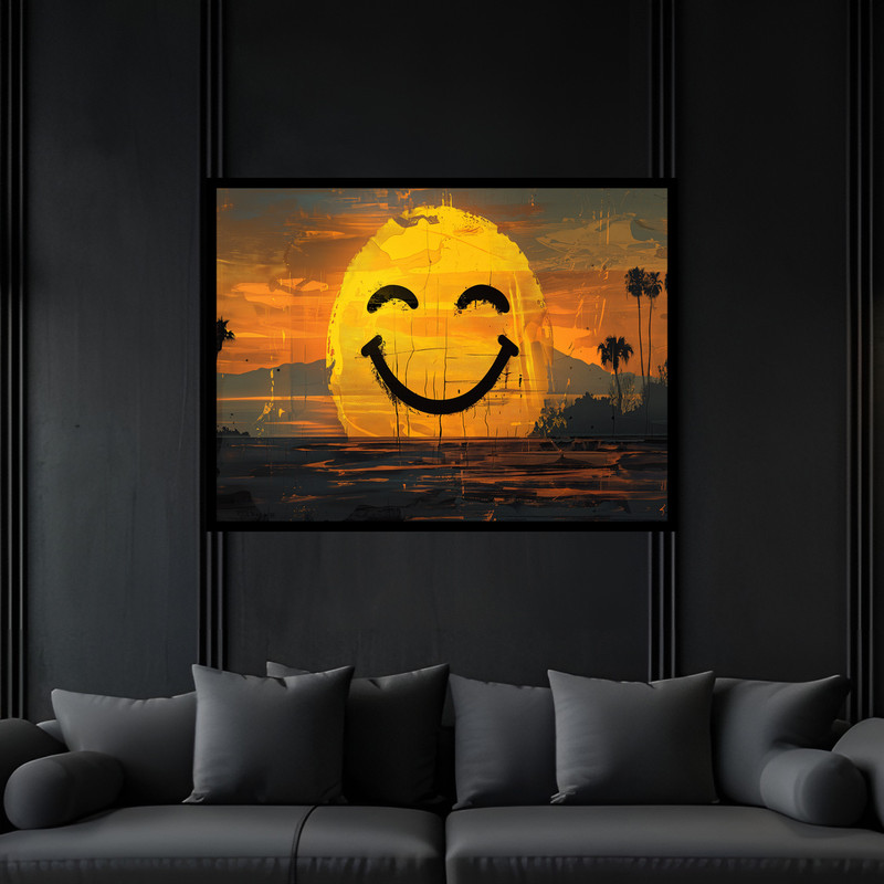 تابلو بکلیت طرح دکوری فانتزی شکلک ایموجی خنده  مدل B-bu6598 فریم مشکی