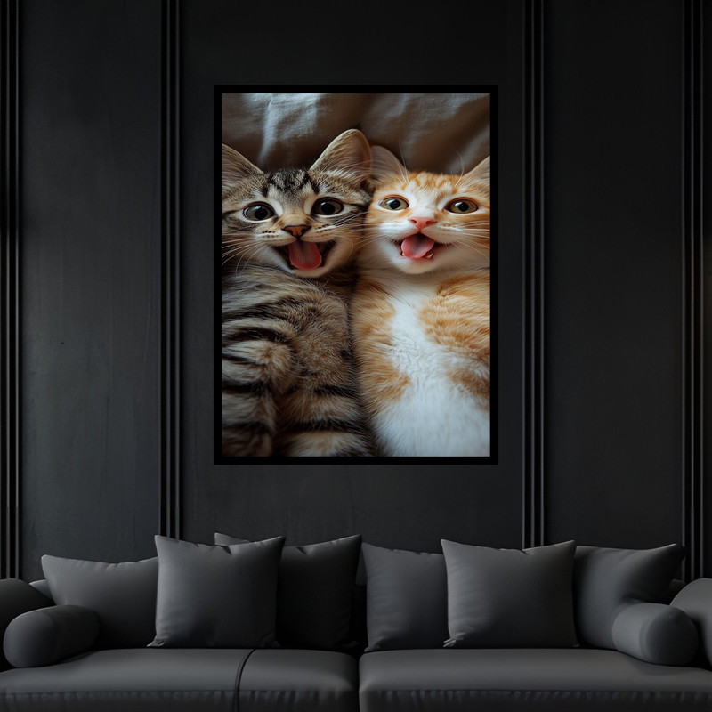 تابلو بکلیت طرح مدرن دکوری فانتزی حیوانات گربه مدل B-bu6201 فریم مشکی