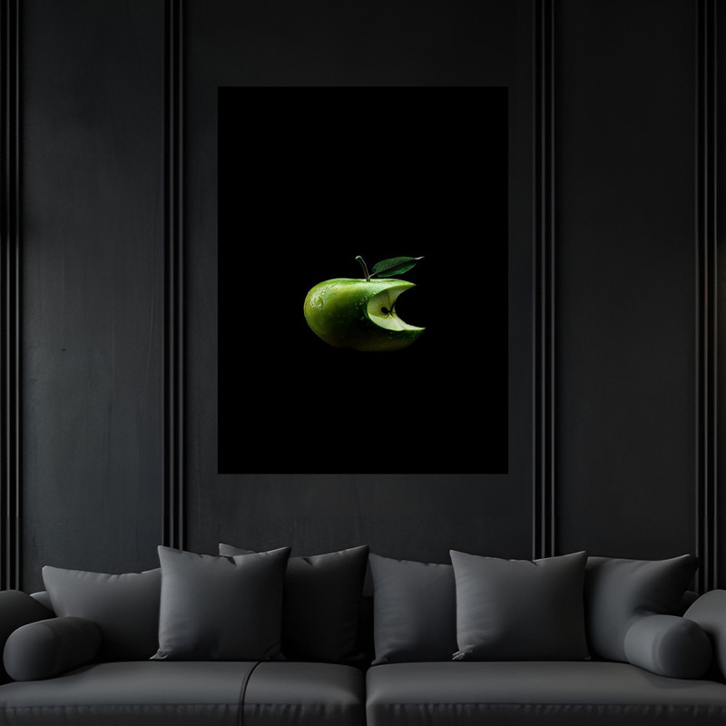 تابلو بکلیت طرح دکوری میوه سیب مدل B-bu6796 فریم مشکی