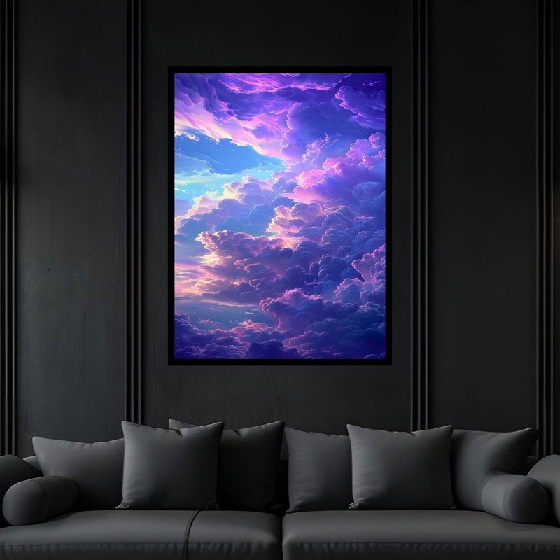 تابلو بکلیت طرح هنری مدرن منظره طبیعت آسمان ابری مدل B-bu6843 فریم مشکی
