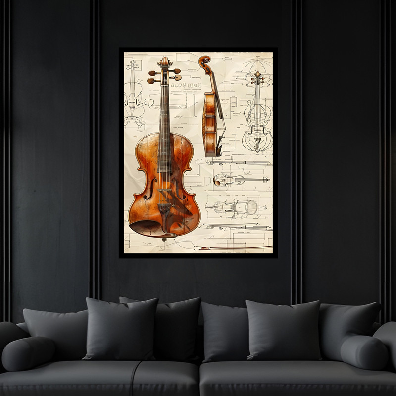 تابلو بکلیت طرح کلاسیک گیتار موسیقی و آهنگ مدل B-bu7002 فریم مشکی