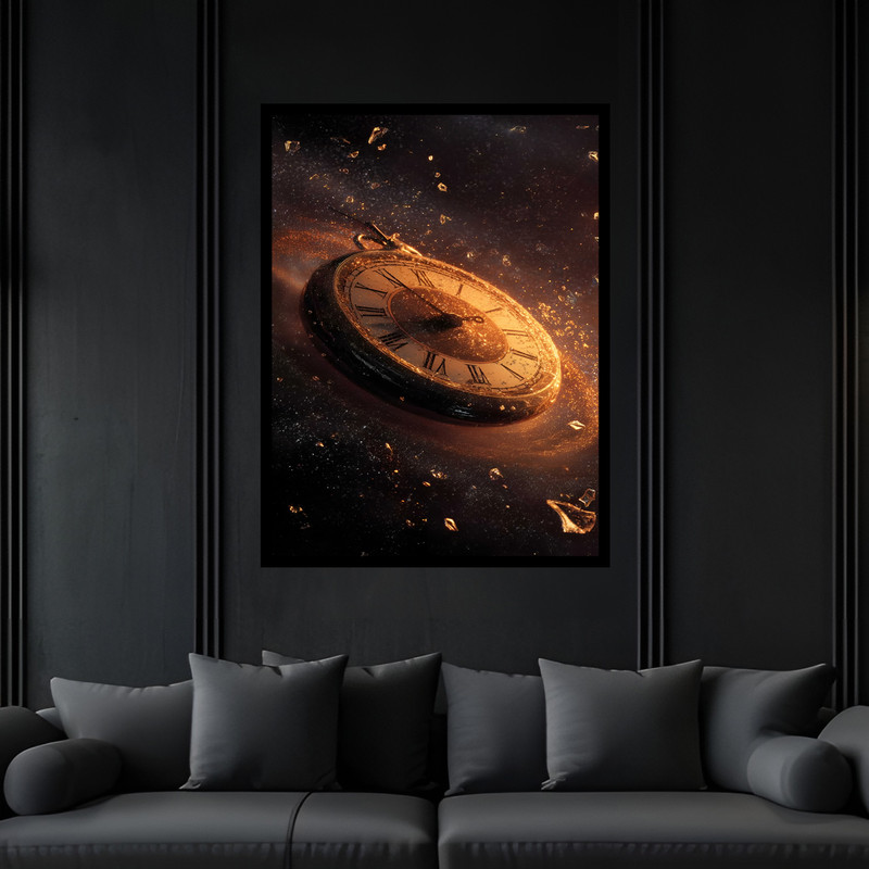 تابلو بکلیت طرح کلاسیک نوستالژی ساعت مدل B-bu7003 فریم مشکی