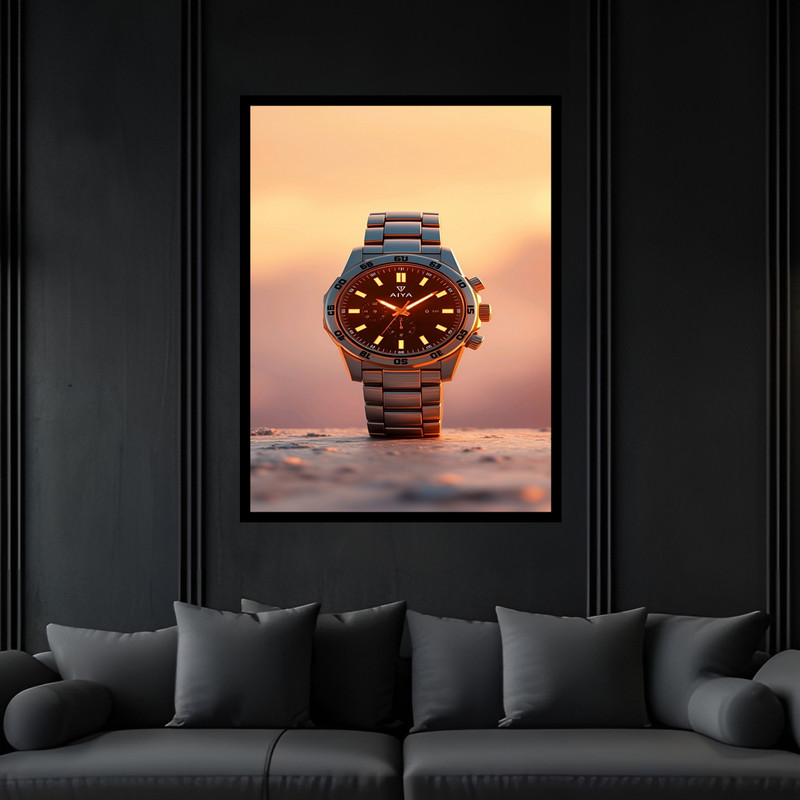 تابلو بکلیت طرح دکوراتیو لوکس مدرن ساعت مچی مدل B-bu7122 فریم مشکی