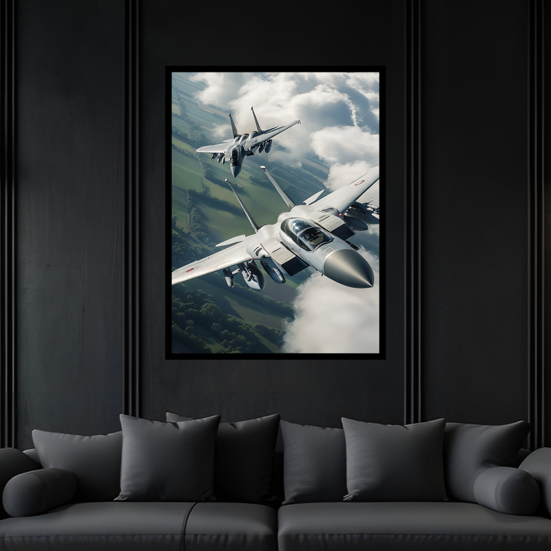 تابلو بکلیت طرح هواپیما و جت جنگی مدل B-bu7381 فریم مشکی