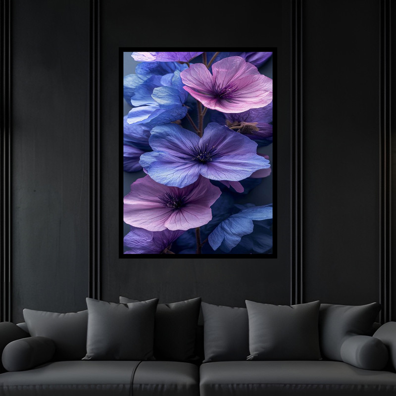 تابلو بکلیت طرح دکوراتیو هنری مدرن دسته گل مدل B-bu6741 فریم مشکی