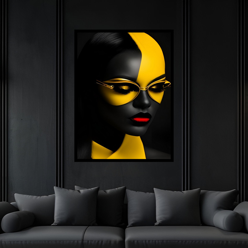 تابلو بکلیت طرح دکوراتیو مدرن ژستیک چهره دخترانه مدل B-bu7379 فریم مشکی