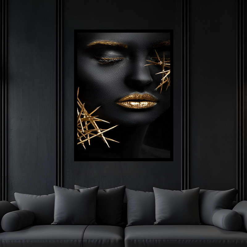 تابلو بکلیت طرح دکوراتیو مدرن ژستیک چهره دخترانه مدل B-bu7149 فریم مشکی