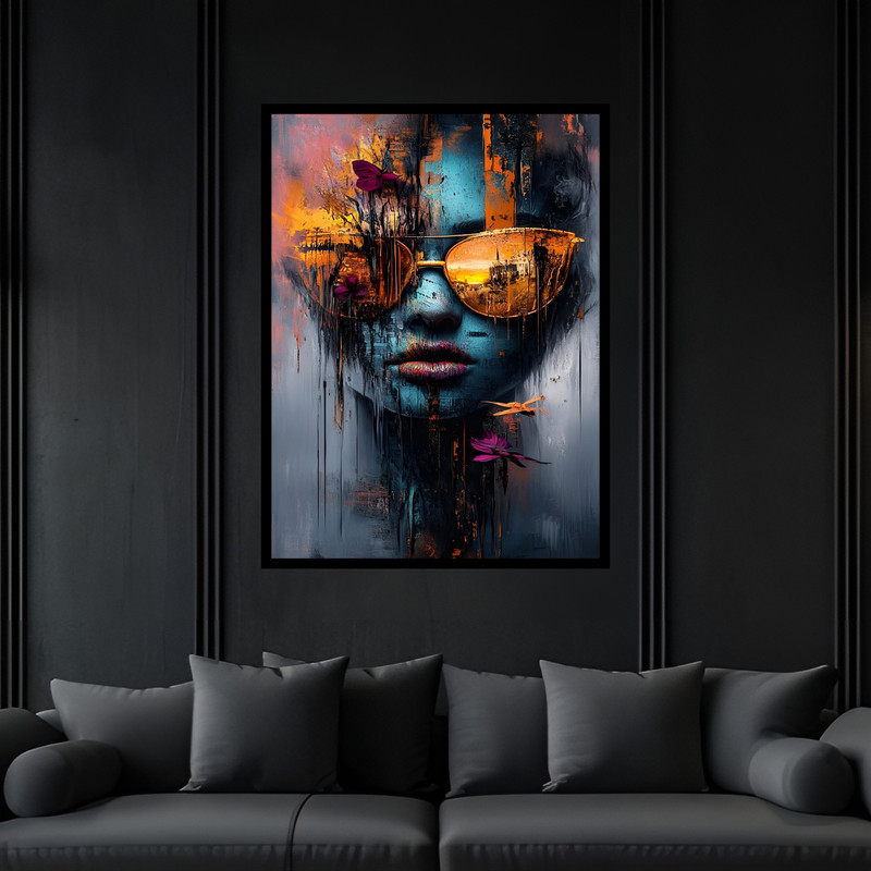 تابلو بکلیت طرح دکوراتیو مدرن ژستیک چهره دخترانه مدل B-bu7406 فریم مشکی