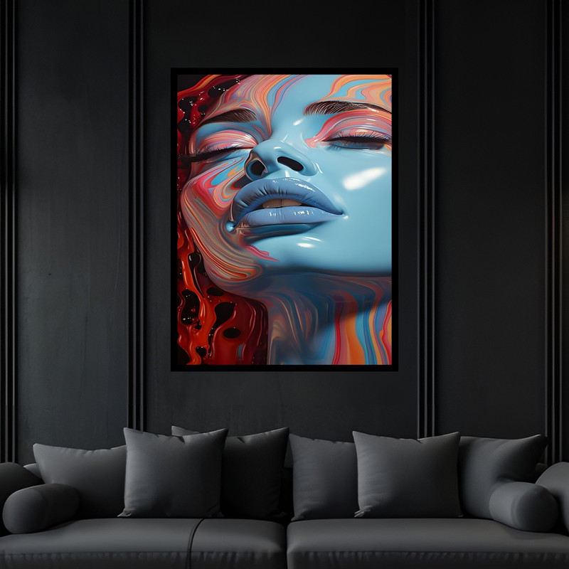 تابلو بکلیت طرح دکوراتیو مدرن ژستیک چهره دخترانه مدل B-bu7519 فریم مشکی