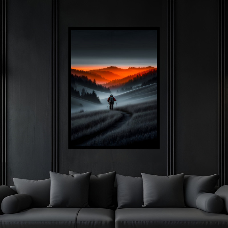 تابلو بکلیت طرح مینیمال طبیعت مدل B-bu7393 فریم مشکی