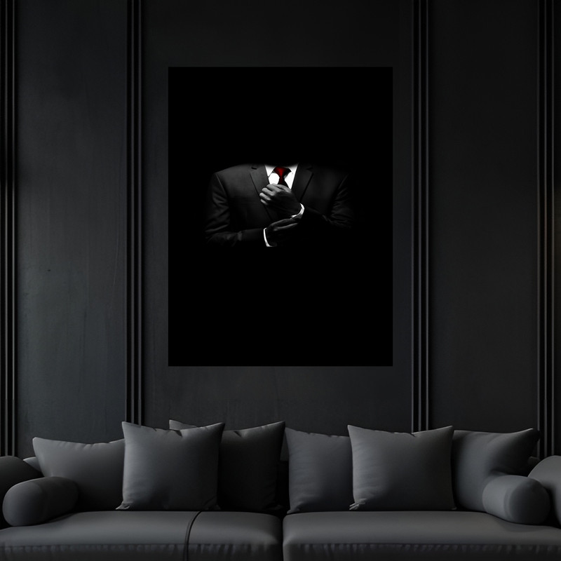 تابلو بکلیت طرح دکوراتیو مدرن کت شلوار و کراوات مدل B-bu7412 فریم مشکی