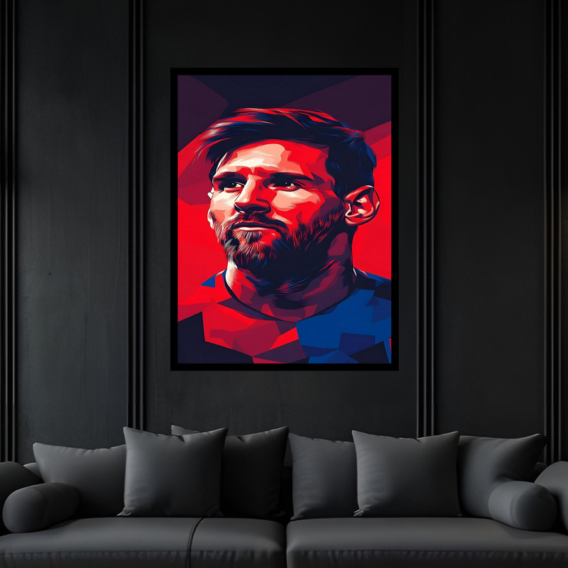 تابلو بکلیت طرح ورزشی بازیکن فوتبال مسی مدل B-bu7178 فریم مشکی