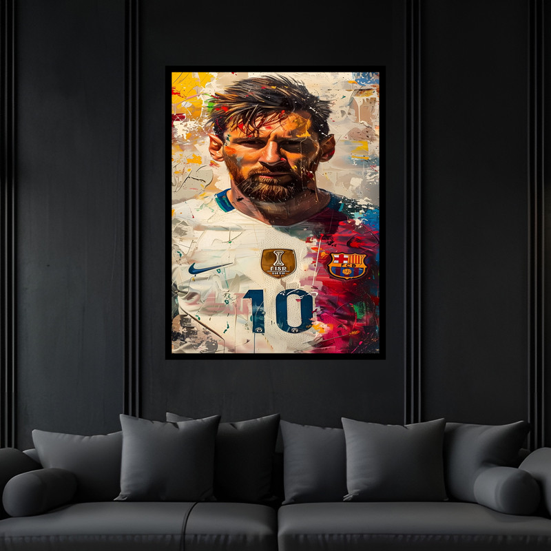 تابلو بکلیت طرح ورزشی بازیکن فوتبال مسی مدل B-bu7377 فریم مشکی