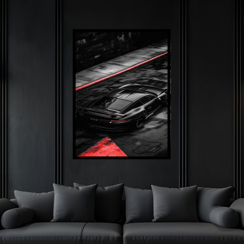 تابلو بکلیت طرح ماشین مدرن و مسابقه پورشه مدل B-bu6180 فریم مشکی