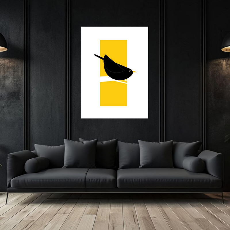 تابلو بکلیت طرح هنری دکوراتیو پرنده مدل W-bu5473 فریم سفید