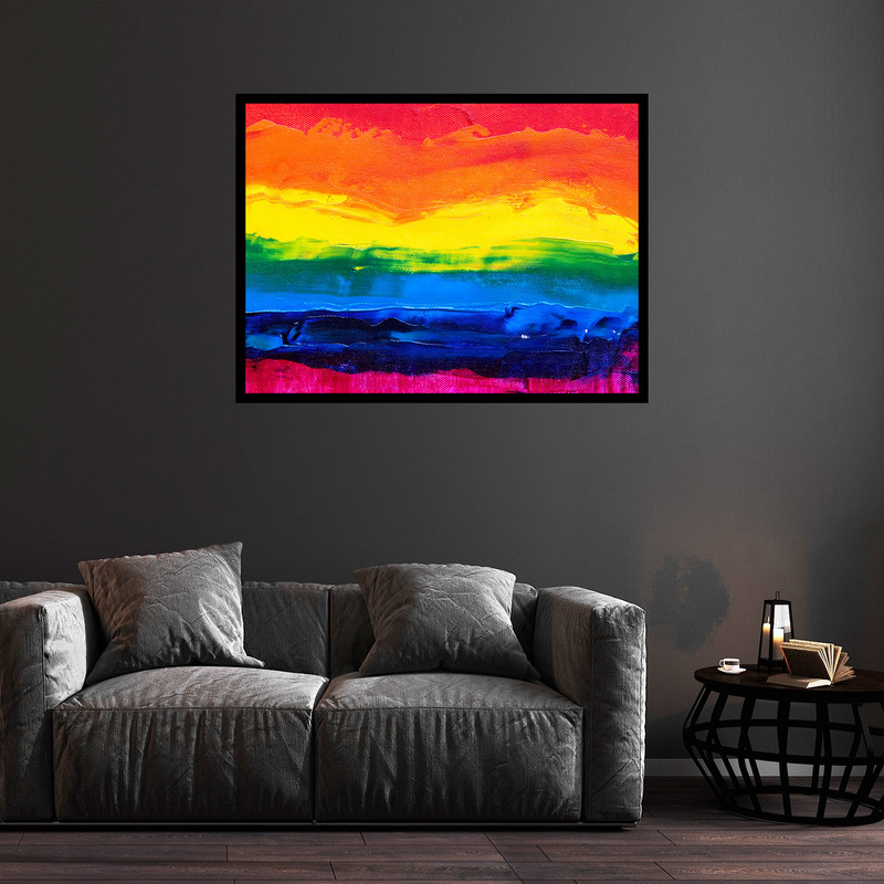 تابلو بکلیت طرح نقاشی هنری رنگین کمان مدل B-bu5878 فریم مشکی