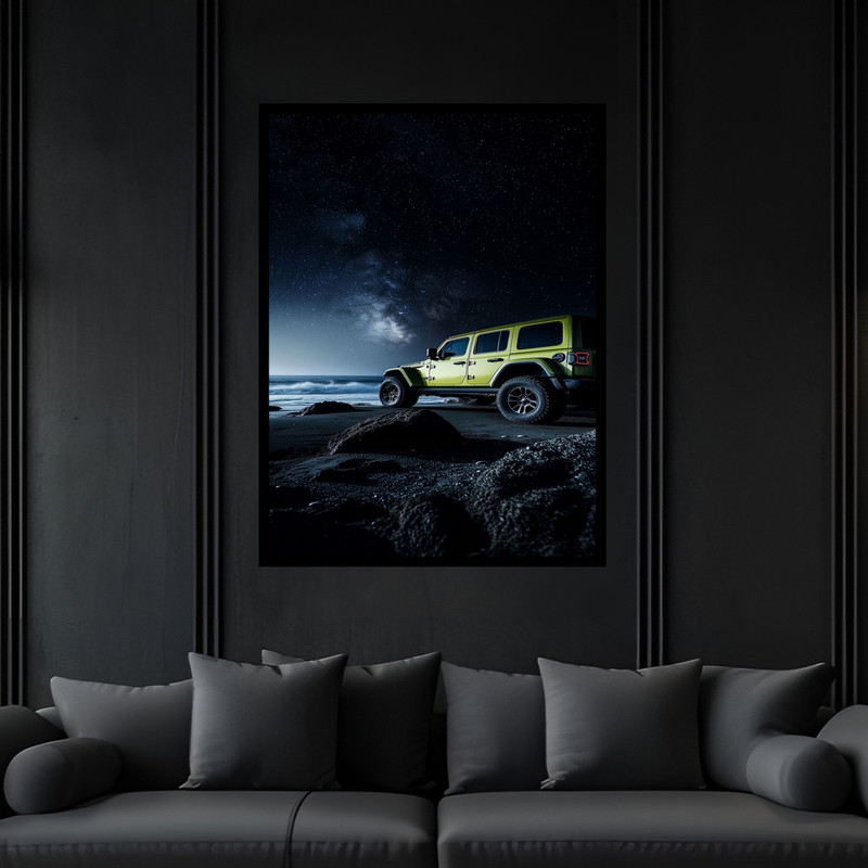 تابلو بکلیت طرح مدرن خودرو و ماشین آفرود جیپ مدل B-bu6395 فریم مشکی