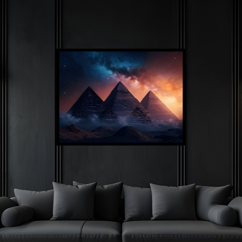 تابلو بکلیت طرح بنای تاریخ و باستانی اهرام مصر مدل B-bu6621 فریم مشکی