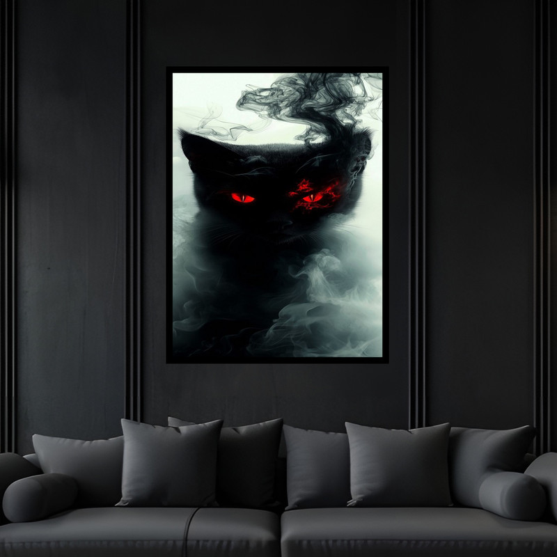 تابلو بکلیت طرح مدرن خفن دکوری گربه مدل B-bu6461 فریم مشکی