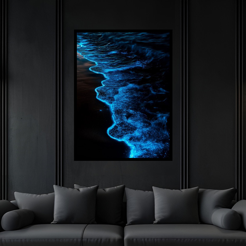 تابلو بکلیت طرح دکوری هنری دریا و ساحل مدل B-bu6333 فریم مشکی