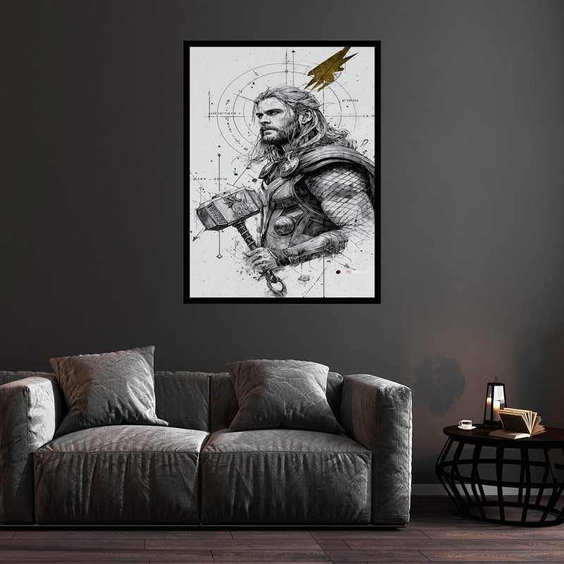 تابلو بکلیت طرح قهرمان شخصیت سینمایی و سریالی ثور مدل B-bu5731 فریم مشکی