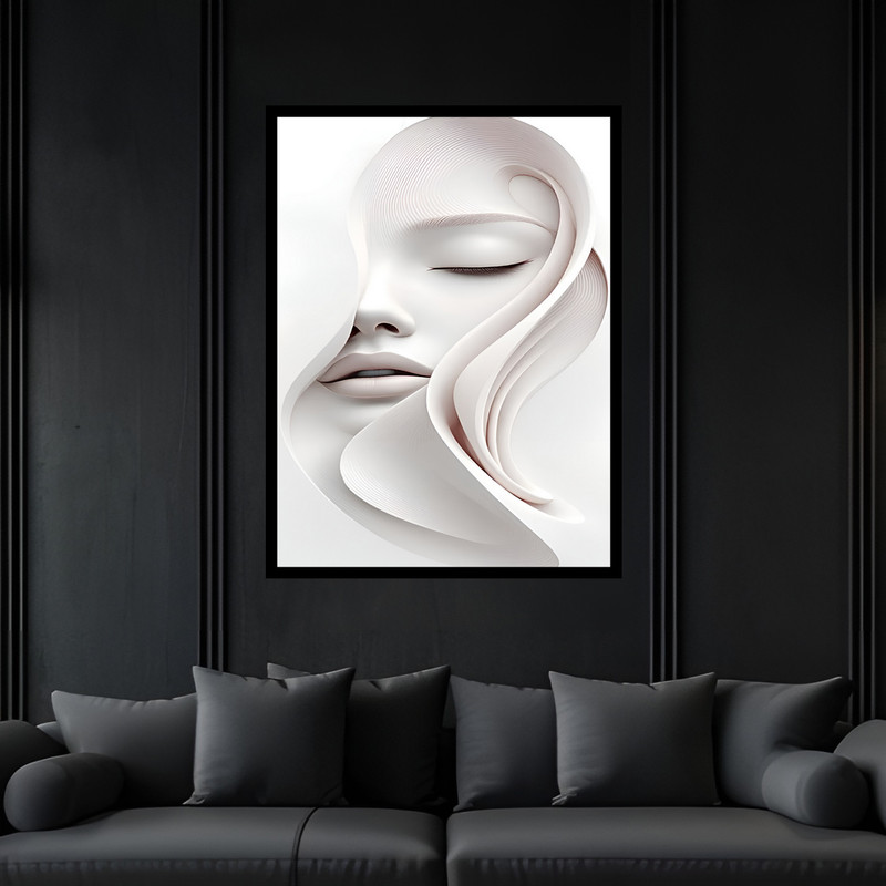 تابلو بکلیت طرح دکوراتیو مدرن ژستیک چهره دخترانه مدل B-bu7060 فریم مشکی