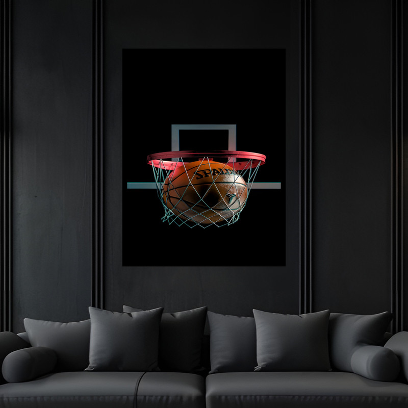 تابلو بکلیت طرح ورزشی توپ بسکتبال مدل B-bu7349 فریم مشکی