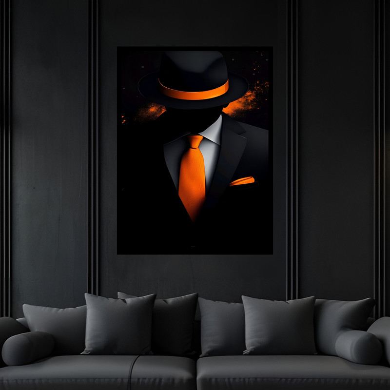 تابلو بکلیت طرح دکوراتیو مدرن کت شلوار و کراوات مدل B-bu7447 فریم مشکی