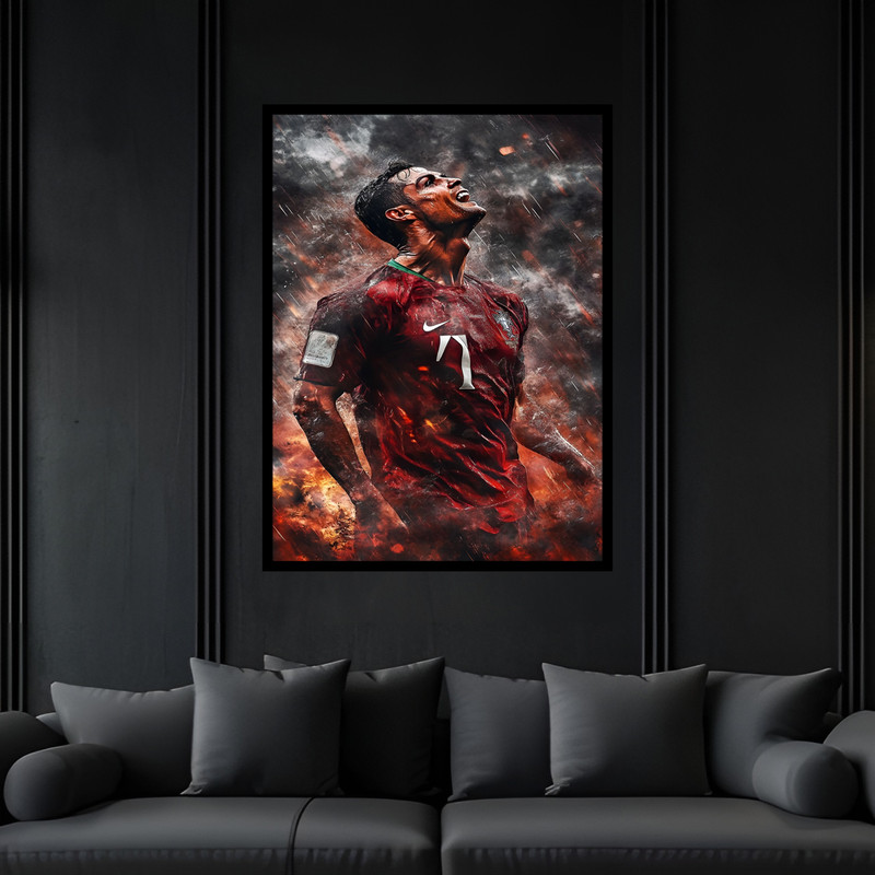 تابلو بکلیت طرح ورزشی بازیکن فوتبال رونالدو مدل B-bu7239 فریم مشکی