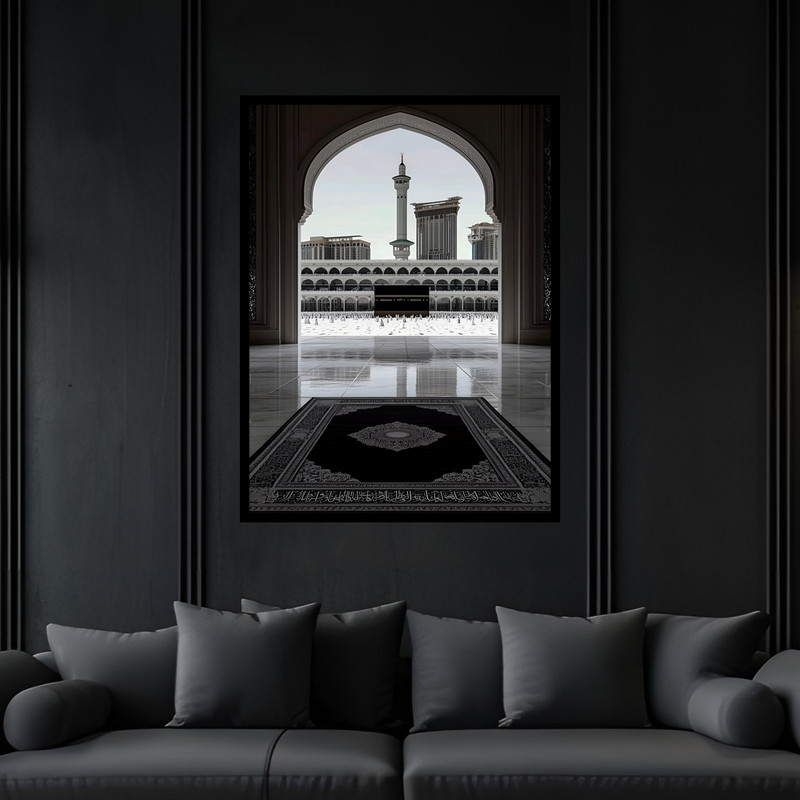 تابلو بکلیت طرح مذهبی مکه خانه کعبه مدل B-bu7414 فریم مشکی