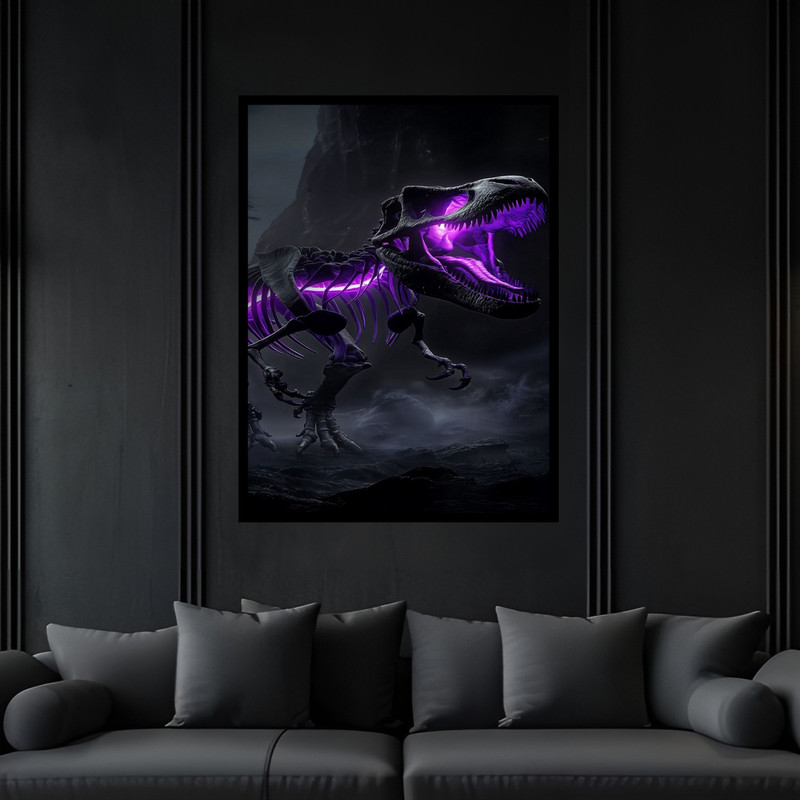 تابلو بکلیت طرح مدرن تاریخی باستانی اسکلت دایناسور مدل B-bu6399 فریم مشکی