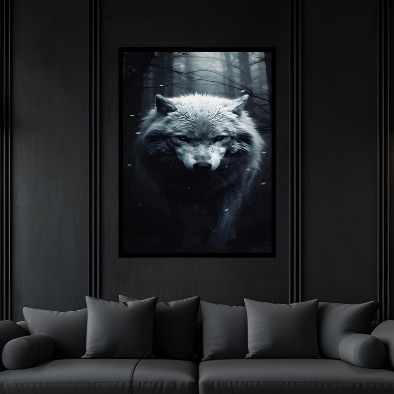 تابلو بکلیت طرح دکوراتیو مدرن طبیعت حیوانات گرگ مدل B-bu6235 فریم مشکی