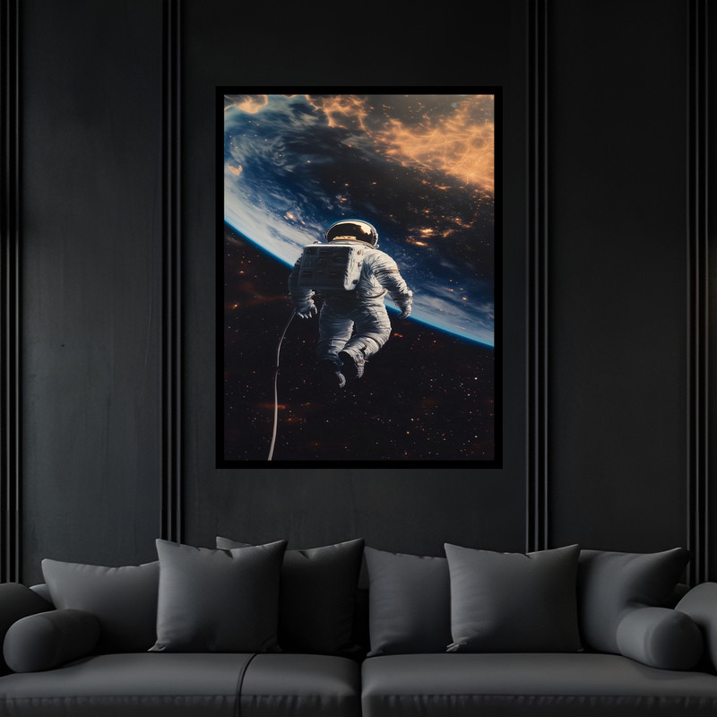 تابلو بکلیت طرح دکوراتیو هنری سیاره زمین فضا و کهکشان مدل B-bu6243 فریم مشکی