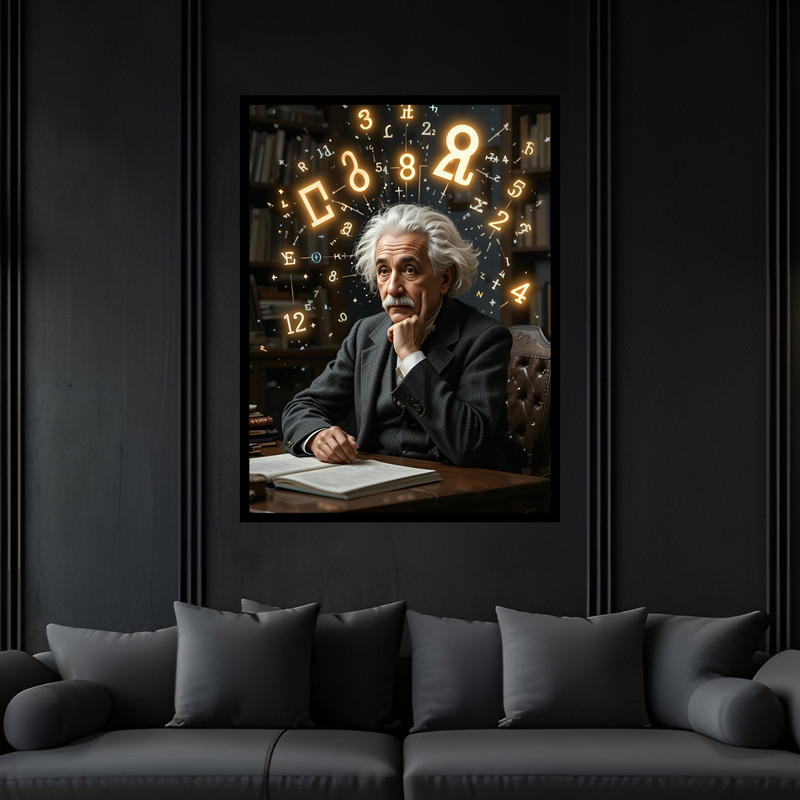 تابلو بکلیت طرح تکنولوژی و فناوری مخترع آلبرت انیشین مدل B-bu7204 فریم مشکی