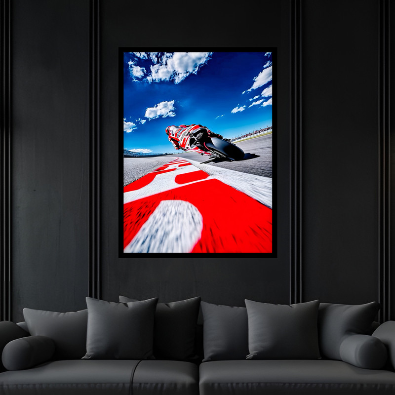 تابلو بکلیت طرح دکوراتیو مدرن موتورسیکلت مسابقه مدل B-bu7031 فریم مشکی