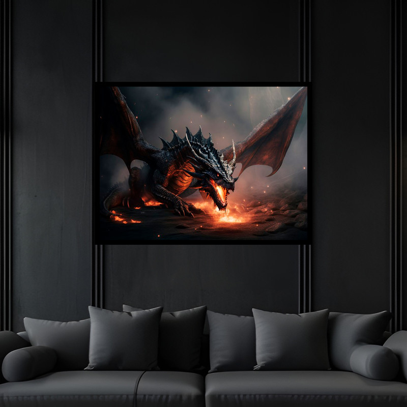 تابلو بکلیت طرح دکوری سینمایی اژدها  مدل B-bu6561 فریم مشکی