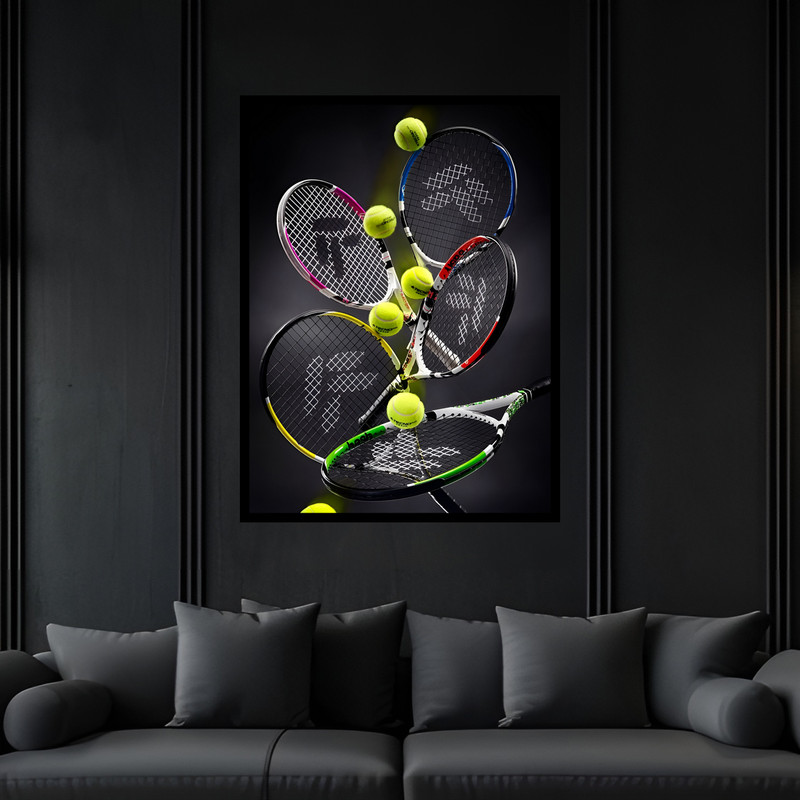 تابلو بکلیت طرح ورزشی توپ تنیس مدل B-bu7617 فریم مشکی