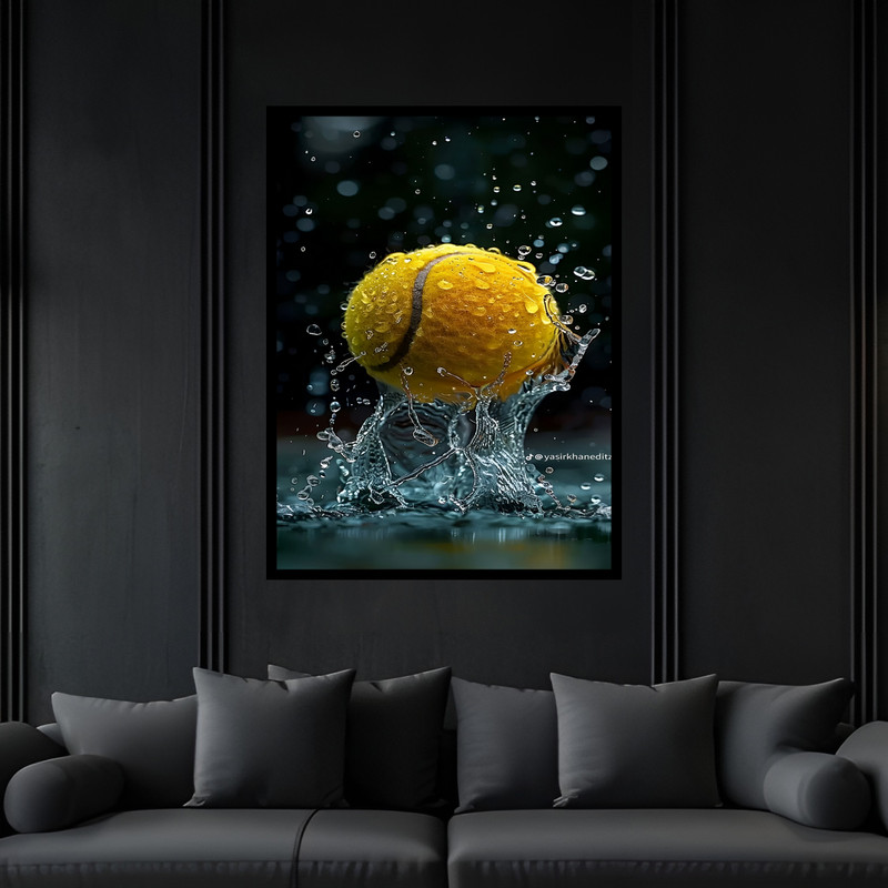 تابلو بکلیت طرح ورزشی توپ تنیس مدل B-bu7320 فریم مشکی