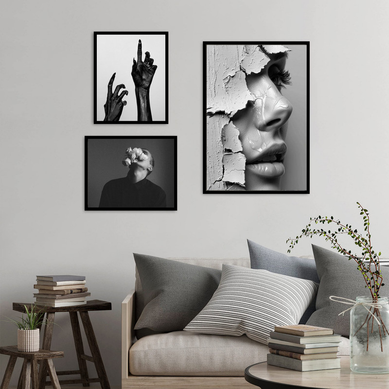 تابلو بکلیت طرح دکوری و مدرن  چهره ژستیک مدل B-bu3784 مجموعه 3 عددی