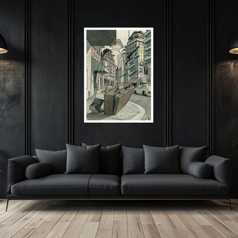 تابلو بکلیت طرح منظره شهری مدرن و فانتزی مدل W-bu5509 فریم سفید